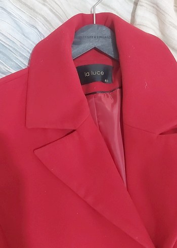 Kırmızı Fermuarlı Kadın Kaban - Görsel 3