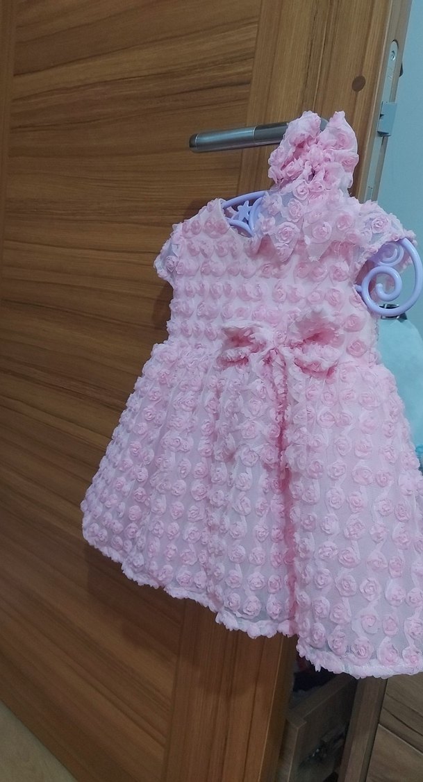 Kız Çocuk Pembe Fırfırlı abiye Elbise - Görsel 2