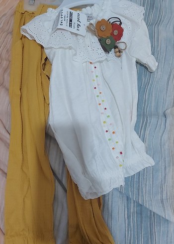 Nakışlı Beyaz Kız Çocuk bluz pantolon - Görsel 2