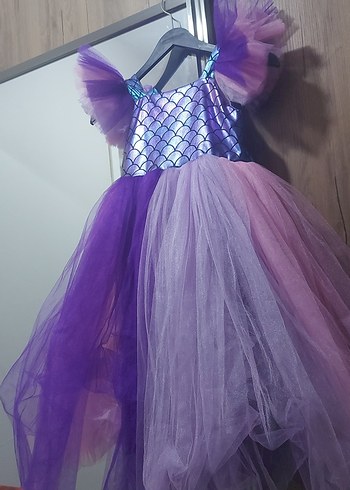 Mor Drapeli Kız Çocuk Elbisesi - Görsel 2