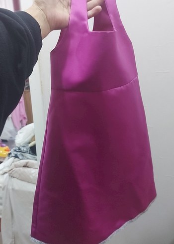 masa kıyafeti Parlak Mor Kolsuz Kız Çocuk Elbisesi başörtüsu var - Görsel 2