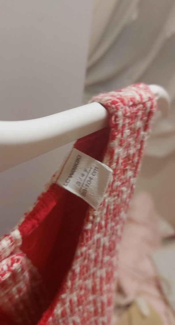 Kız Çocuk Kırmızı Triko V Yakalı Elbise - Görsel 4