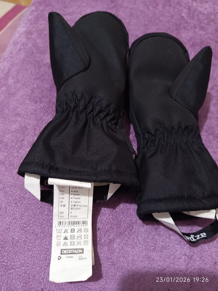 Siyah Erkek Çocuk Biker Eldiveni Velcro - Görsel 4