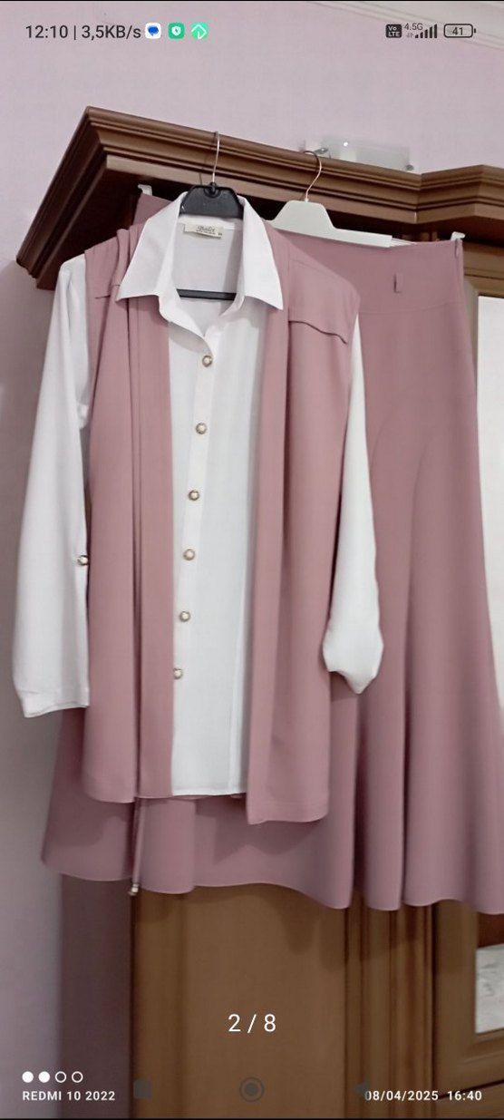 Pembe Drapeli Mini Ofis Elbisesi - Görsel 4