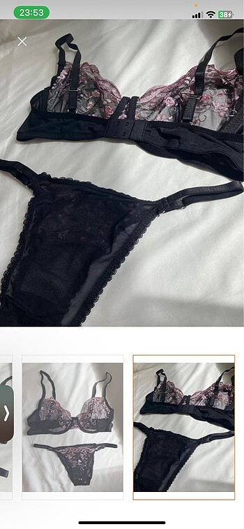 Transparan dantel işlemeli siyah sütyen takım - Görsel 3