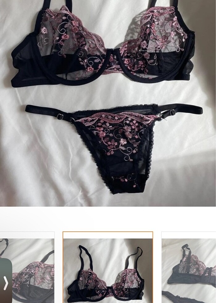 Transparan dantel işlemeli siyah sütyen takım - Görsel 2