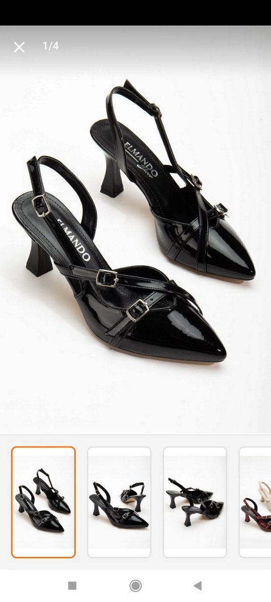 Klasik Siyah Rugan Stiletto Topuklu Kadın Ayakkabı - Görsel 2