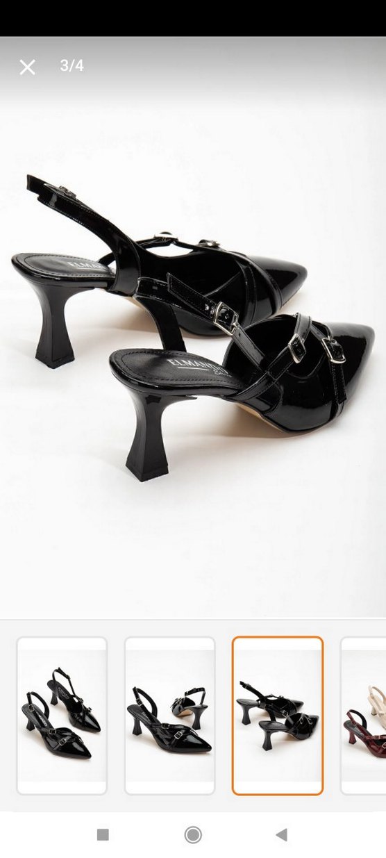 Klasik Siyah Rugan Stiletto Topuklu Kadın Ayakkabı - Görsel 3