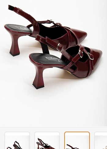 Bordo Rugan Tokalı Stiletto Kadın Topuklu Ayakkabı - Görsel 3