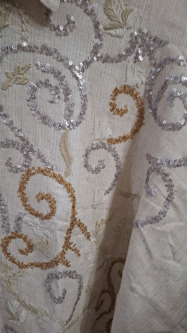 Nakışlı  Keten Kadın Gömlek - Görsel 3