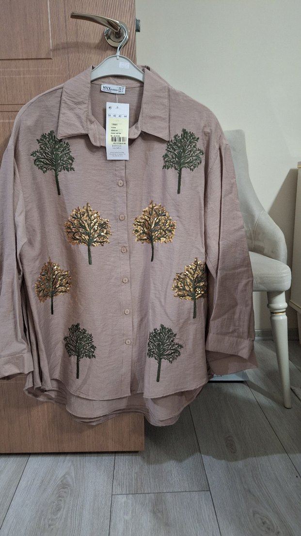 Nakışlı Uzun Kollu Kadın Gömlek - Görsel 2