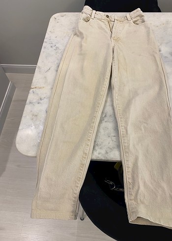 Zara ZARA Bej Baskılı Midi Kadın Kot Pantolon