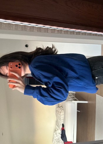 Stradivarius Kadın Mavi Denim Sweatshirt