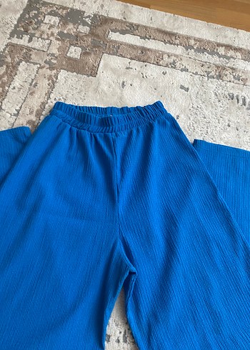 Zara Mavi Büzgülü Kısa bohem takım
