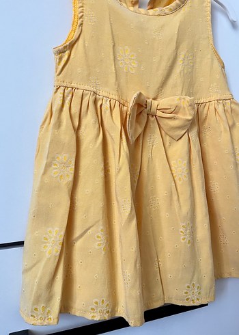 HelloBaby Sarı Nakışlı Kolsuz Elbise