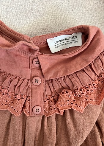 9-12 Ay Beden LCW Keten Kumaşlı Pembe Elbise