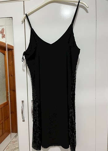 Mavi Siyah Payetli Straplez Uzun Abiye Elbise - Görsel 2