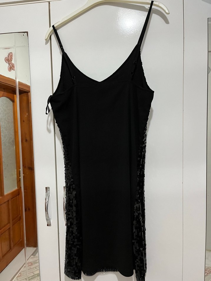 Mavi Siyah Payetli Straplez Uzun Abiye Elbise - Görsel 2