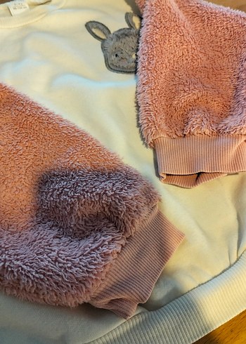 Kız Çocuk Bej Sweatshirt Peluş Kollu - Görsel 2