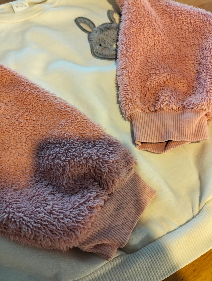 Kız Çocuk Bej Sweatshirt Peluş Kollu - Görsel 2