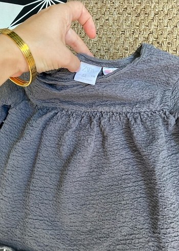 Gri Örgü Uzun Kollu Bebek Kız Takım - Görsel 5