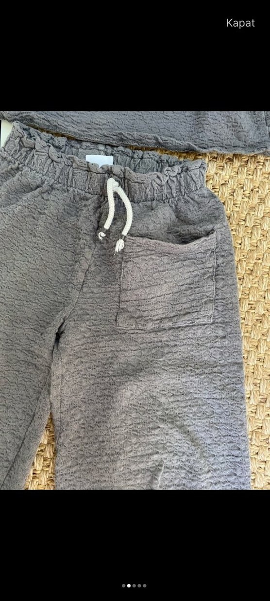 Gri Örgü Uzun Kollu Bebek Kız Takım - Görsel 3