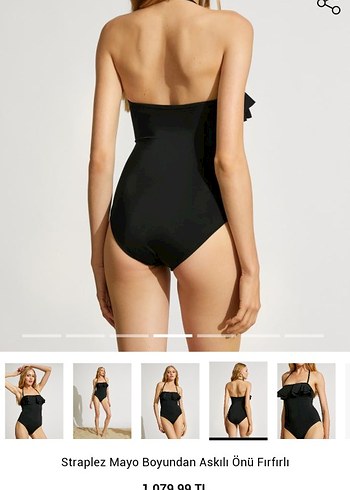Siyah Volanlı İnce Askılı Kadın Mayo - Görsel 2