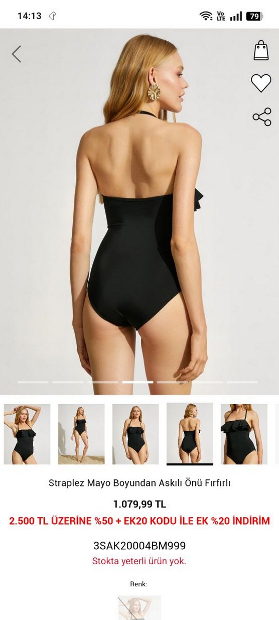 Siyah Volanlı İnce Askılı Kadın Mayo - Görsel 2