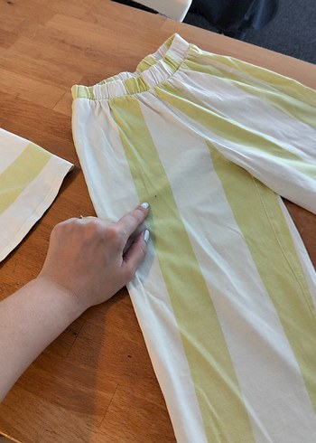 Sarı Pilili Keten Mini çocuk Pantolon - Görsel 4