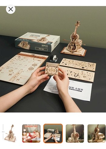 Ahşap Müzik Kutusu ve Çello Modeli - Görsel 3