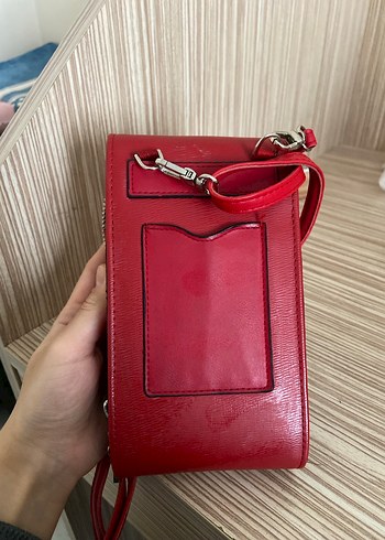 Kırmızı Deri Kadın Çapraz Çanta - Görsel 5