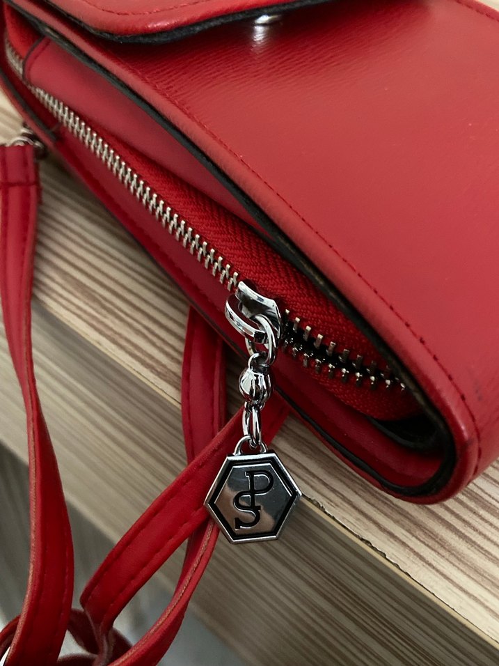 Kırmızı Deri Kadın Çapraz Çanta - Görsel 3