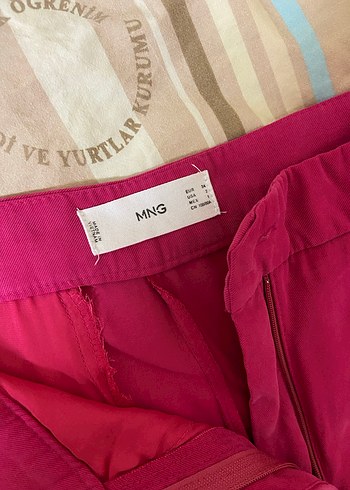 Pembe Bol Kesim Pilili Kadın Kumaş Pantolon - Görsel 2