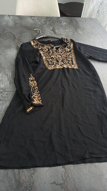 İşlemeli şeffaf tunik Hint elbisesi 