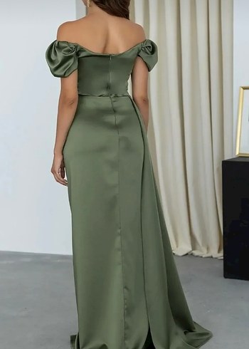 Şık Drapeli Kadın Uzun Abiye Elbise - Görsel 4