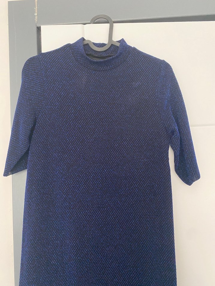 Kadın Lacivert Midi Yüksek Yakalı Elbise - Görsel 3