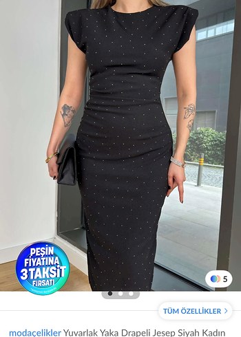 Siyah Puantiyeli Mini Kalem Elbise - Görsel 3