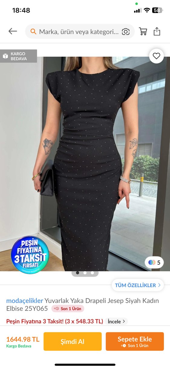 Siyah Puantiyeli Mini Kalem Elbise - Görsel 3