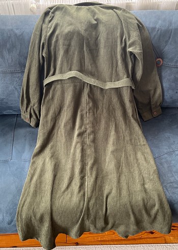 Düğmeli Keten Uzun Hamile Kabanı - Görsel 2