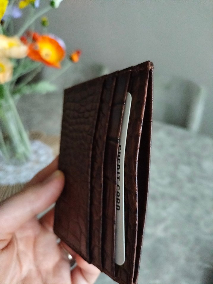 Kahverengi Deri Yılan Desenli Kartlık - Görsel 3