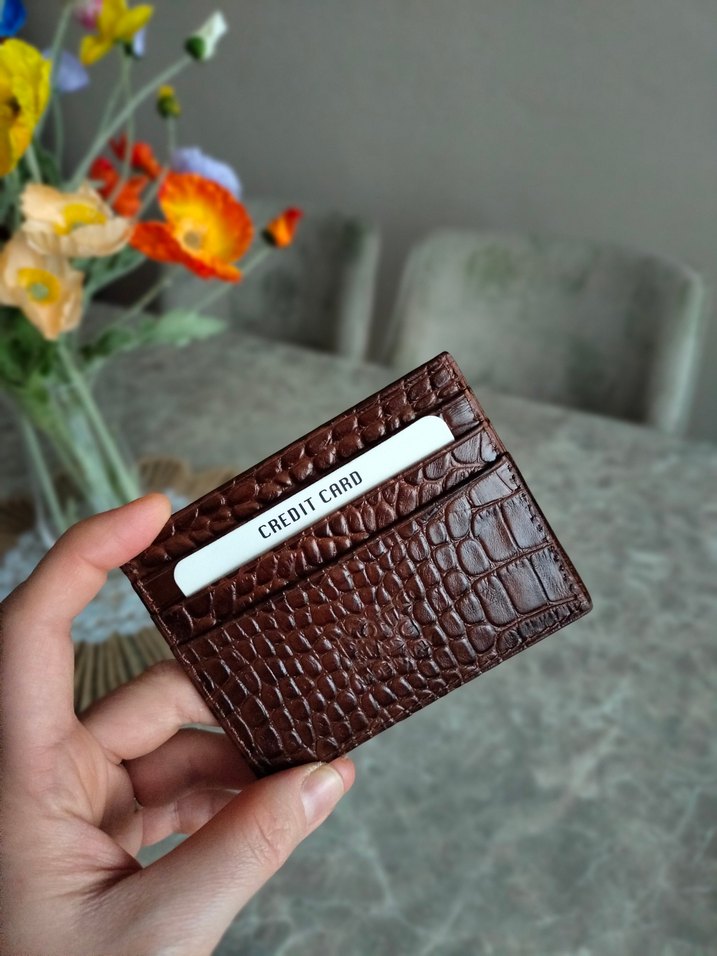 Kahverengi Deri Yılan Desenli Kartlık - Görsel 2