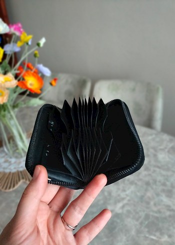 Siyah Deri Fermuarlı Kadın Cüzdanı - Görsel 2