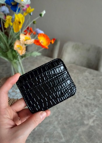 Siyah Deri Yılan Desenli kartlık - Görsel 2