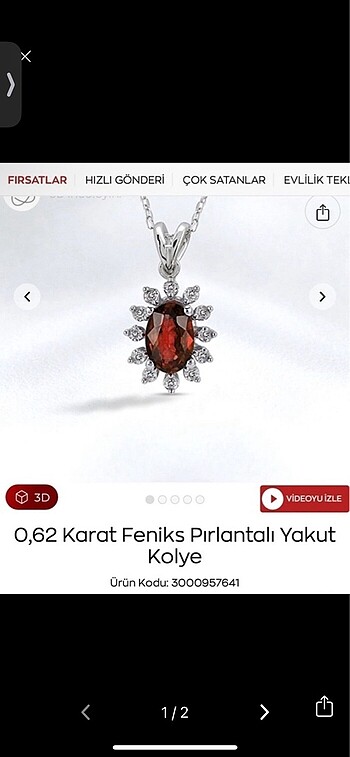 Zen Pırlanta 062 Karat Pırlantalı Yakut 8 Ayar Altın Kolye