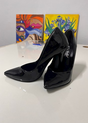 Parlak Siyah Stiletto Topuklu Kadın Ayakkabı - Görsel 6