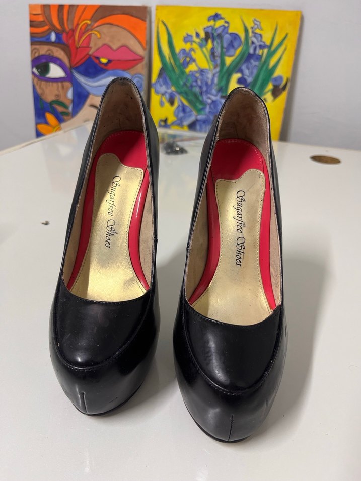 Parlak Siyah Platform Topuklu Kadın ayakkabı - Görsel 2