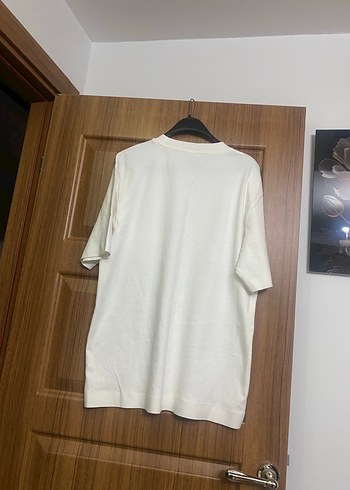 l Beden beyaz Renk Beyaz Kısa Kollu Oversize Pamuklu Tişört