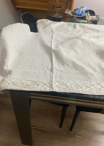 İşlemeli Beyaz keten koltuk örtüsü 3 parça 1 çift 2 tekli - Görsel 11