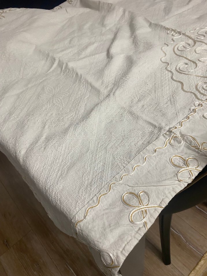 İşlemeli Beyaz keten koltuk örtüsü 3 parça 1 çift 2 tekli - Görsel 2