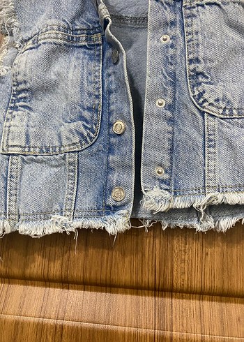 Düğmeli Kolsuz Mavi Denim Yelek kız çocuk - Görsel 6